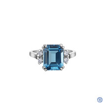 Maple Leaf Diamond Blue Topaz Ring