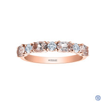 14kt Rose Gold Morganite And Maple Leaf Diamond Ring