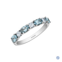 14kt White Gold Aquamarine And Maple Leaf Diamond Ring