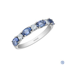 14kt White Gold Tanzanite And Maple Leaf Diamond Ring
