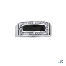 10kt White Gold Onyx Diamond Gents Ring