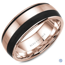 Bleu Royale Gold with Black Carbon Wedding Band