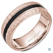Bleu Royale Gold with Black Carbon Wedding Band