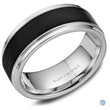 Bleu Royale Gold with Black Carbon Wedding Band