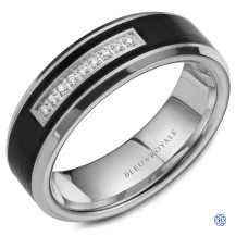 Bleu Royale Gold and Black Carbon Accent with Diamonds Wedding Band