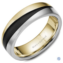 Bleu Royale Gold with Black Carbon Wedding Band