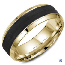 Bleu Royale Gold with Black Carbon Wedding Band