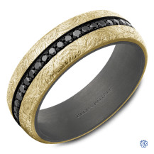 Bleu Royale 14kt Gold and Tantalum Wedding Band with Black Diamonds