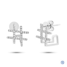 14kt White Gold Hashtag Diamond Ear Studs