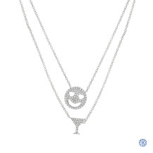 14kt White Gold Smiley & Martini Diamond Necklace