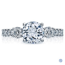 Platinum Moissanite and Diamond Engagement Ring