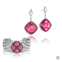 Tacori 18K925 Ruby Red Quartz earrings and bangle