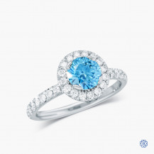 14kt White Gold Lab Created Blue Diamond Engagement Ring