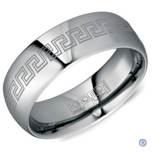 Tungsten Men's Wedding Band with engraved detailing