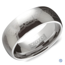 Tungsten Wedding Band With Engraved Detailing