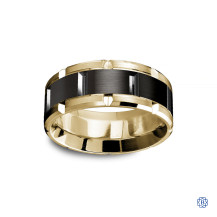 Carlex Gold with black cobalt Men's Wedding Band-cob18kt-yb-9mm