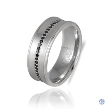 CrownRing Gold with Black Diamond Men's Wedding Band
